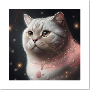 Trully Illuminating White British Shorthair Cat Posters and Art